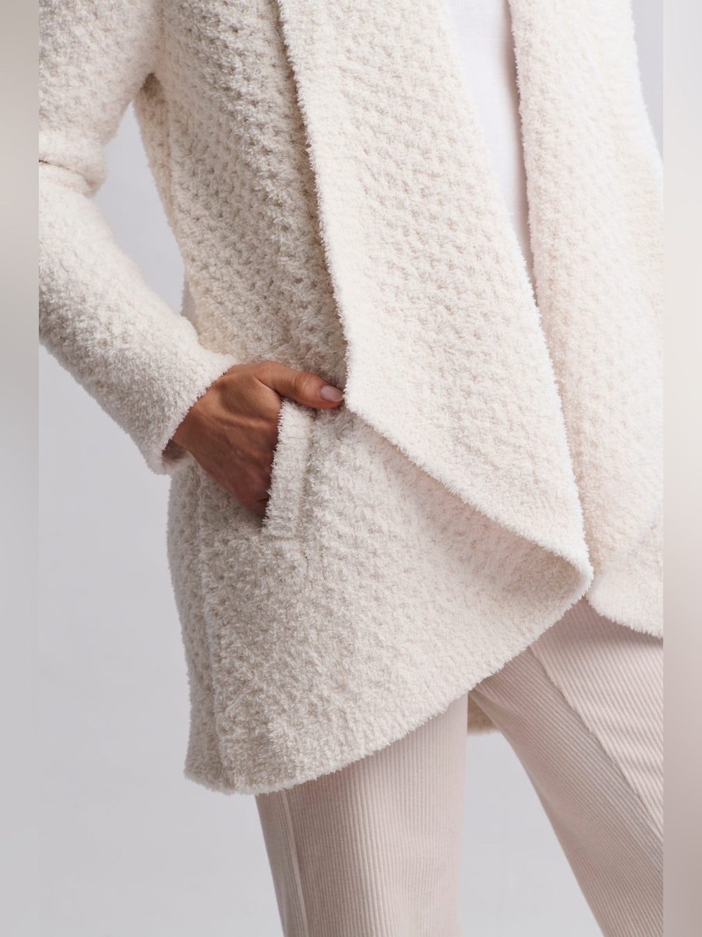 Barefoot Dreams CozyChic® Honeycomb Shawl Cardigan - Picture 4 of 16